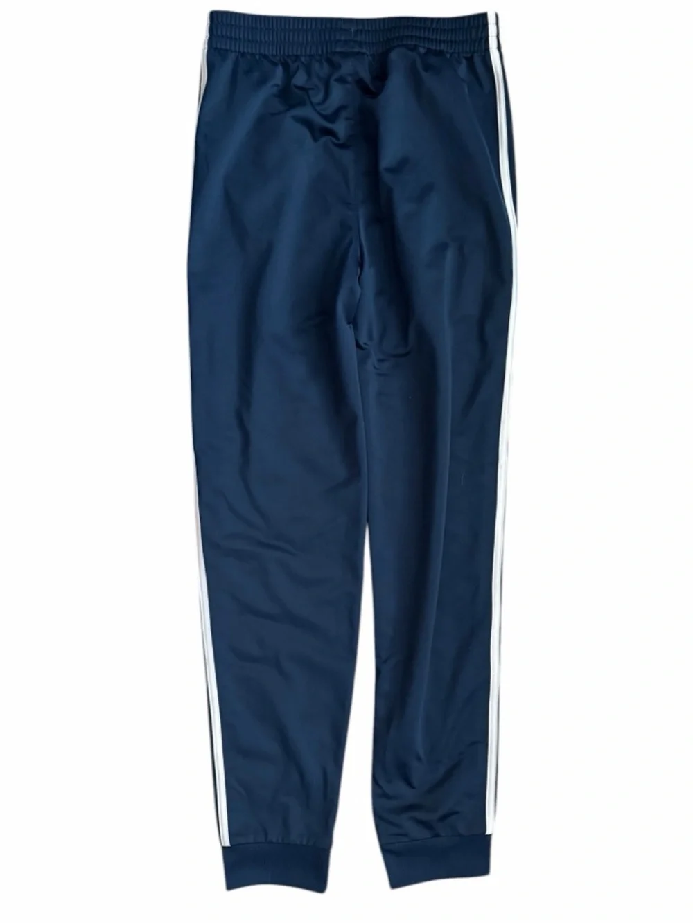 Adidas Navy Blue Tricot Youth Track Pants with White Stripes YL 14/16